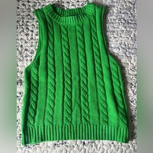 Forever 21 Bright Green Cable Knit Sleeveless Sweater